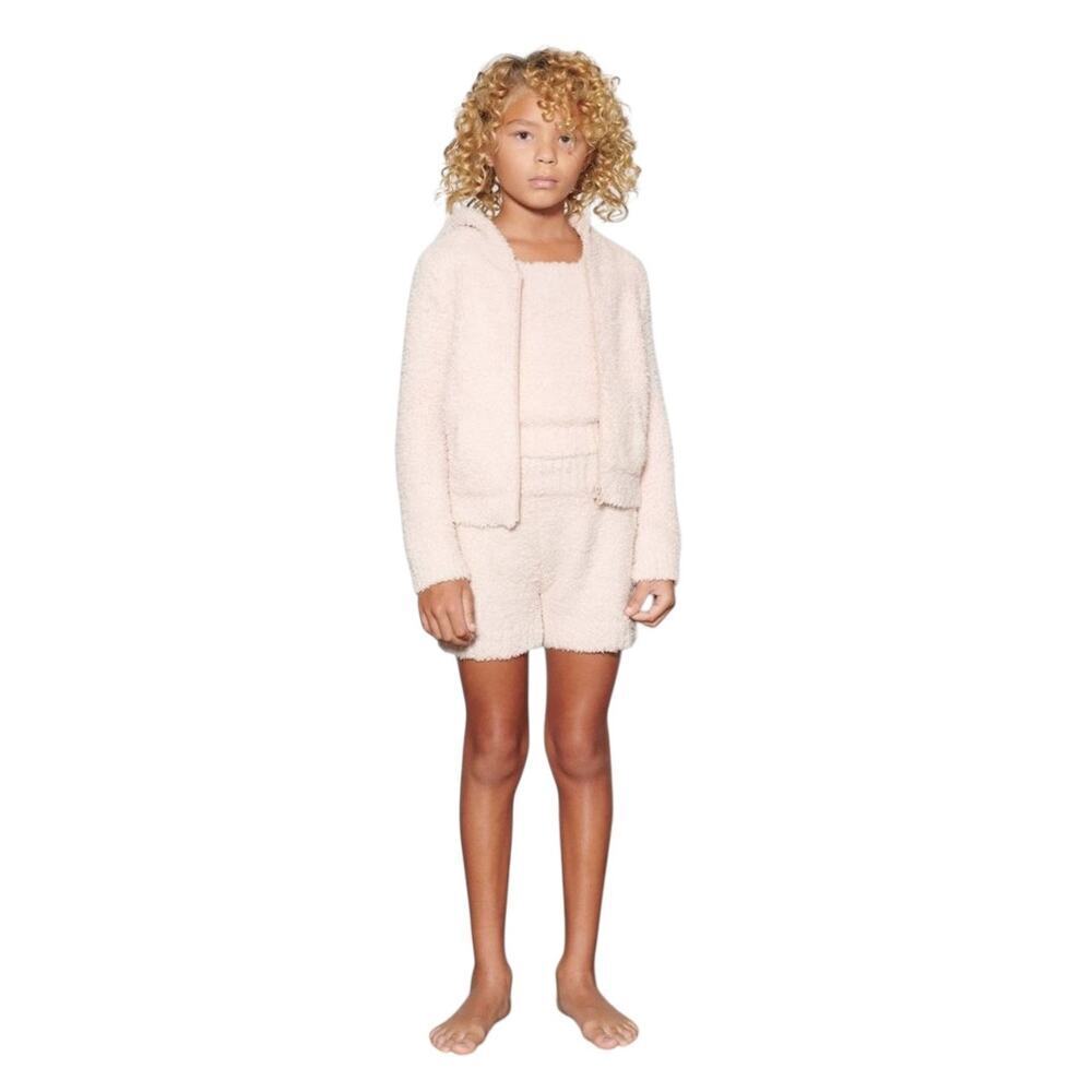 SKIMS Kids Beige Zip Up Long Sleeves Cozy Knit Hoodie Size 6